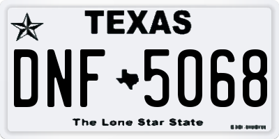 TX license plate DNF5068
