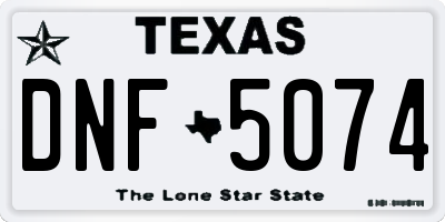 TX license plate DNF5074