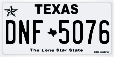 TX license plate DNF5076