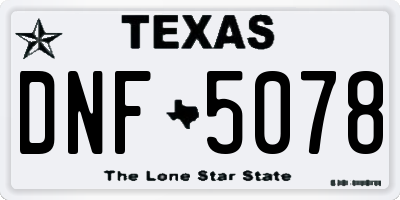 TX license plate DNF5078