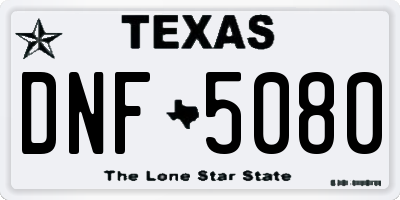 TX license plate DNF5080