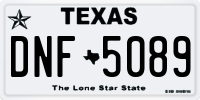 TX license plate DNF5089