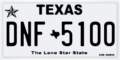 TX license plate DNF5100