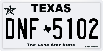 TX license plate DNF5102