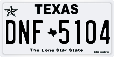 TX license plate DNF5104