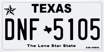 TX license plate DNF5105