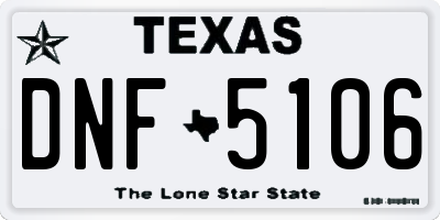 TX license plate DNF5106