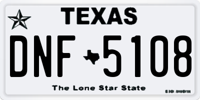 TX license plate DNF5108