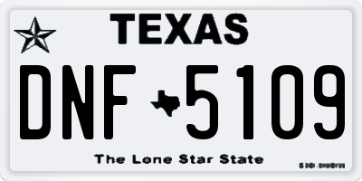 TX license plate DNF5109