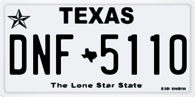 TX license plate DNF5110