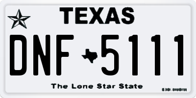 TX license plate DNF5111