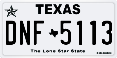 TX license plate DNF5113