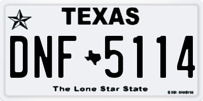 TX license plate DNF5114
