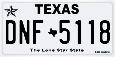 TX license plate DNF5118