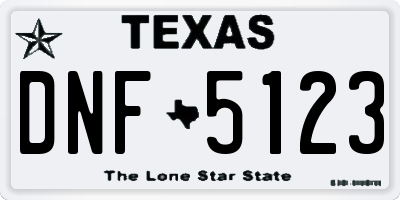 TX license plate DNF5123