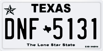 TX license plate DNF5131