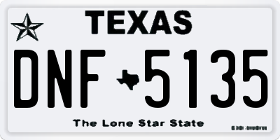 TX license plate DNF5135