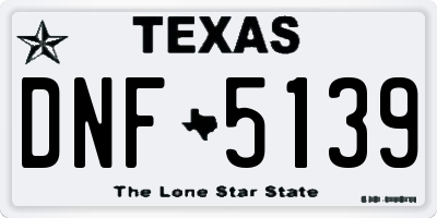 TX license plate DNF5139