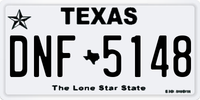 TX license plate DNF5148