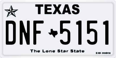 TX license plate DNF5151