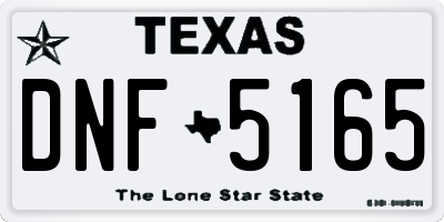 TX license plate DNF5165