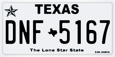 TX license plate DNF5167