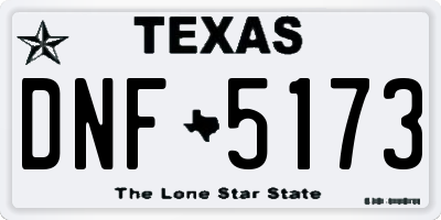 TX license plate DNF5173