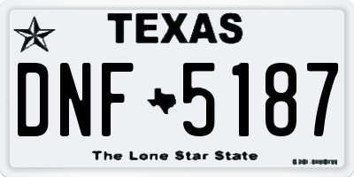 TX license plate DNF5187