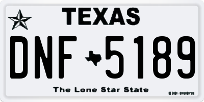 TX license plate DNF5189