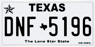 TX license plate DNF5196