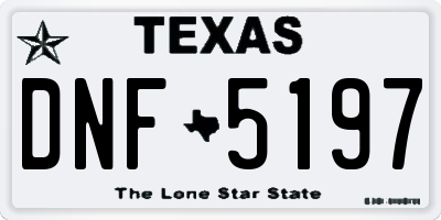 TX license plate DNF5197