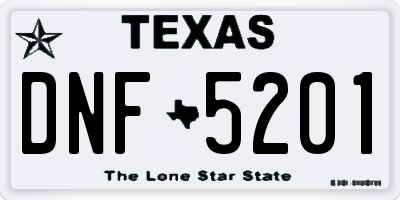TX license plate DNF5201