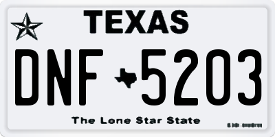 TX license plate DNF5203