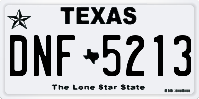 TX license plate DNF5213