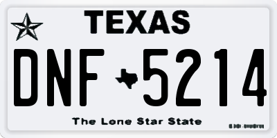 TX license plate DNF5214