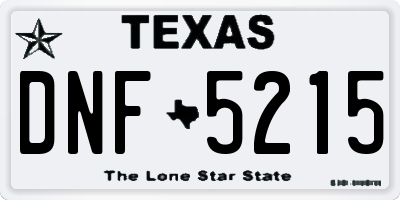 TX license plate DNF5215