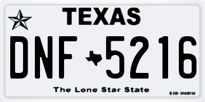 TX license plate DNF5216