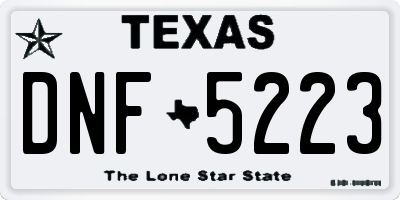 TX license plate DNF5223