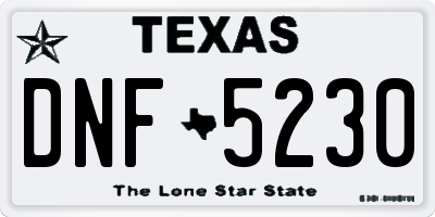 TX license plate DNF5230