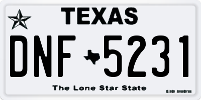 TX license plate DNF5231