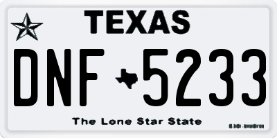 TX license plate DNF5233
