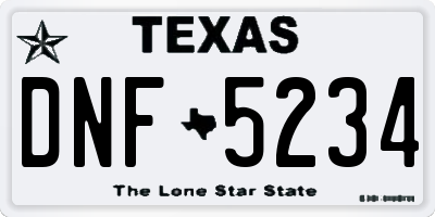 TX license plate DNF5234