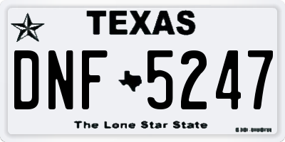 TX license plate DNF5247