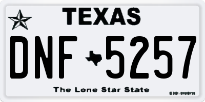 TX license plate DNF5257