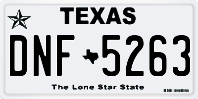 TX license plate DNF5263