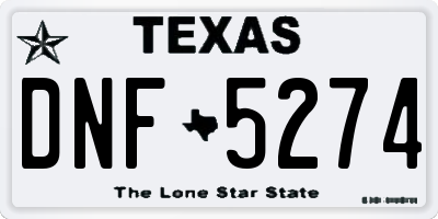 TX license plate DNF5274