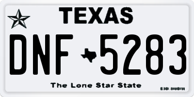 TX license plate DNF5283