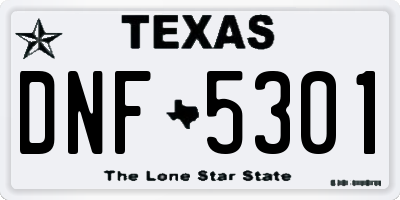 TX license plate DNF5301