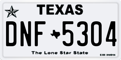 TX license plate DNF5304