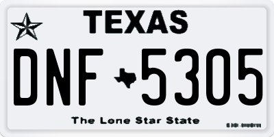 TX license plate DNF5305